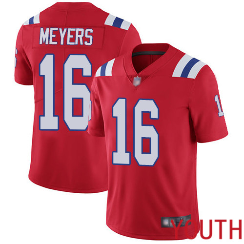 New England Patriots Football #16 Vapor Limited Red Youth Jakobi Meyers Alternate NFL Jersey->youth nfl jersey->Youth Jersey